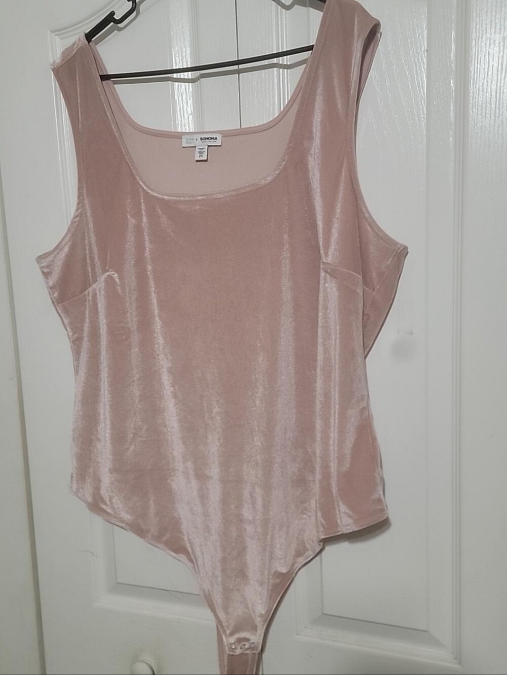 Denise Bidot x Sonoma Velvet Bodysuit Womens Plus 2X Blush Pink